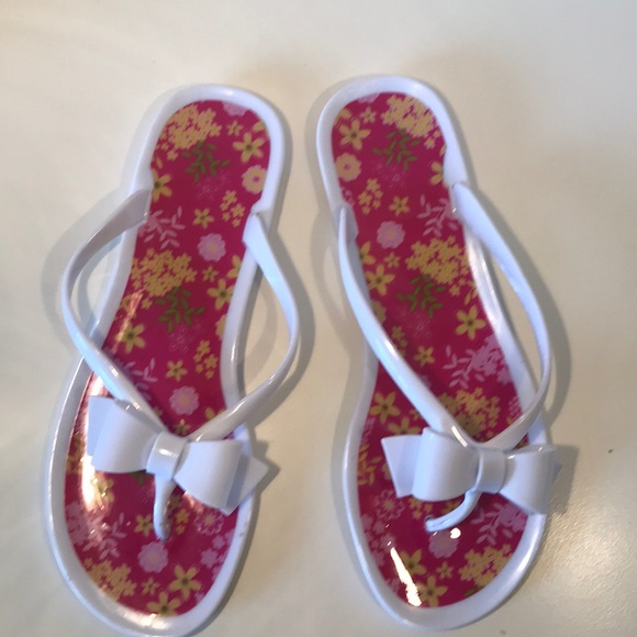 European White Plastic Sandals With Bow Size 10 - Picture 1 of 5